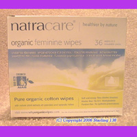 natracare 100% ORGANIC COTTON feminine wipes 36 PACK